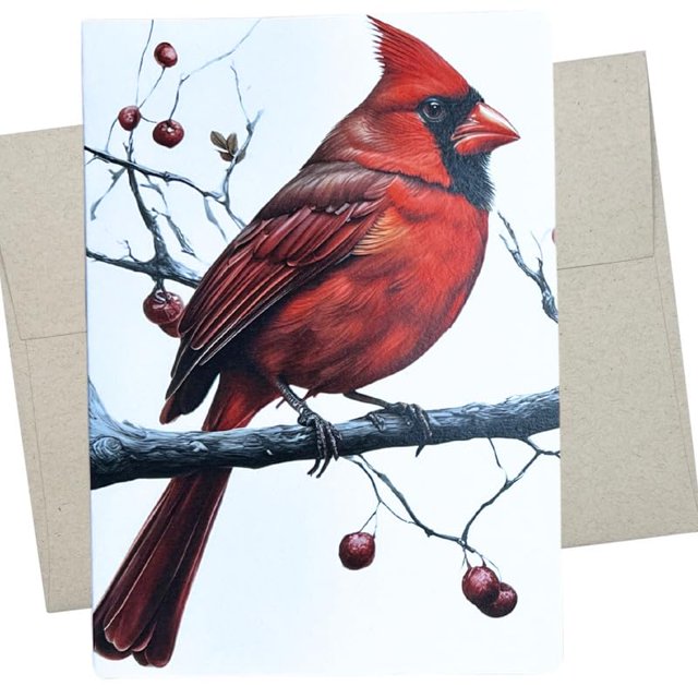 Tarjeta de felicitación Whitman and Daughter con cardenal rojo 13 x 18 cm