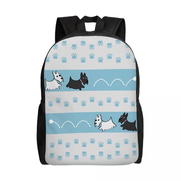 Cute Scotties Pattern Backpacks for Women Men School Students Bookbag Fits Laptop Scottish Terrier Dog Bags