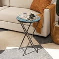 thumbnail image 2 of Outsunny Mosaic Patio Side Table, 14" Folding Balcony Table, Blue, 2 of 10