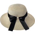 thumbnail image 1 of Beige Packable Upf 50 Wide Brim Straw Hat With Bow, 1 of 4