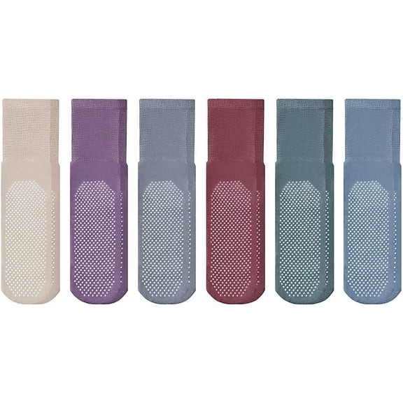 SOCKS'NBULK of 6 Pack Hospital Socks, Non-Skid Gripper Bottom Diabetic Slipper Socks, Womens Grippy Medical Sock, Wholesale Bulk