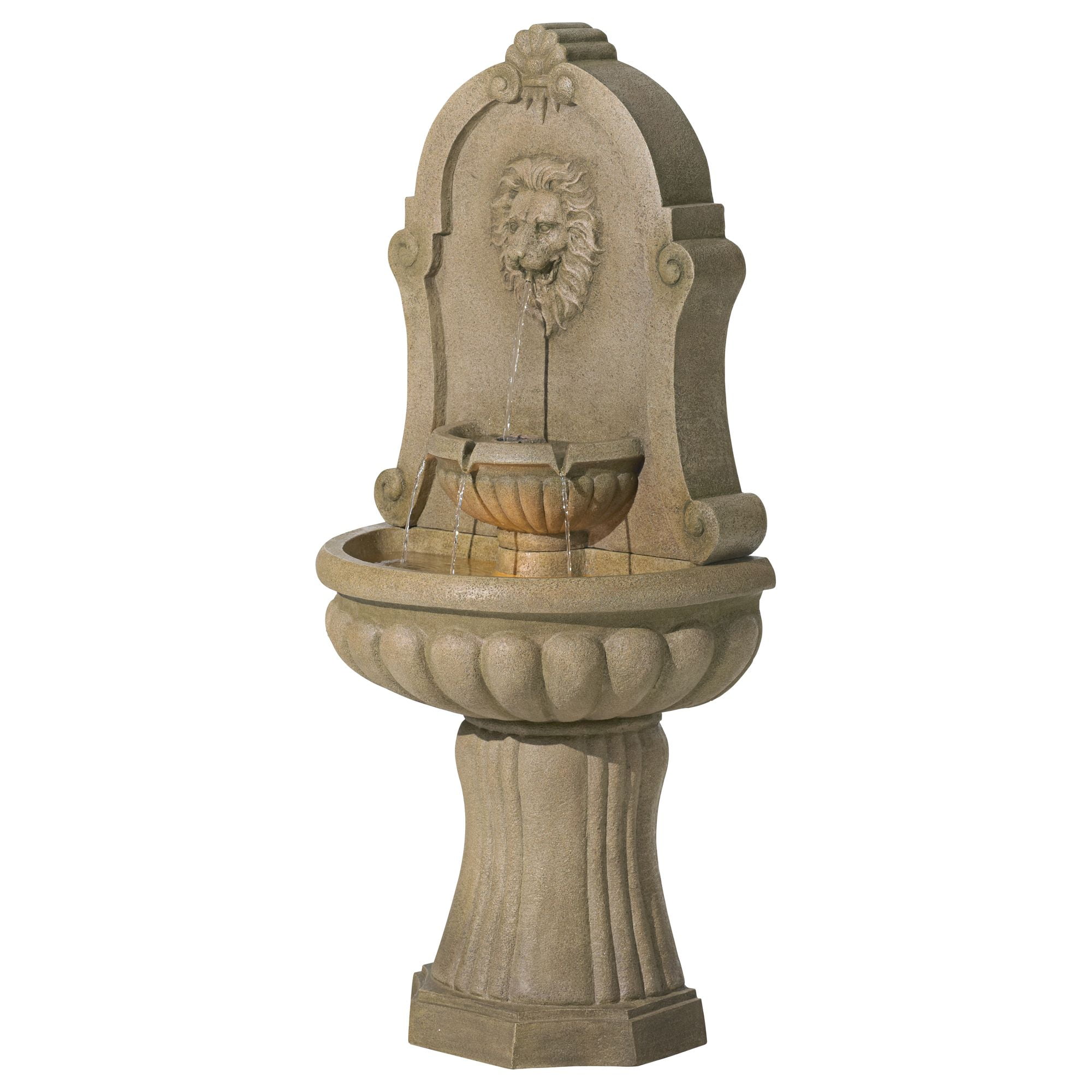 Royal Savanna Lion 58" High Large Italian Indoor Outdoor Decor Faux Stone Floor Fountain with Light LED Outside