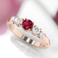 thumbnail image 2 of HeartsAndYou 2ct Round Cut Natural Red Garnet Ring 14k SOLID Rose Gold Five Stone Moissanite, 2 of 9