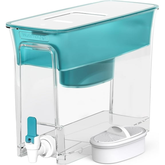 Waterdrop Slim Water Filter Dispenser, Large Capacity, 35-Cup Water Filter Pitcher, 200-Gallon Long-Life, 5X Lifetime, Reduces Chlorine, PFOA/PFOS and More, BPA Free, Turquoise (with 1 Filter)