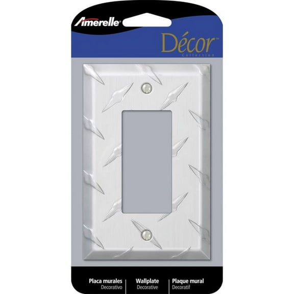 1 Pc, Amerelle Diamond Silver 1 Gang Stamped Aluminum Decorator Wall Plate 1 Pk