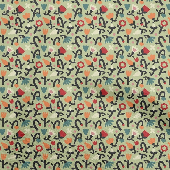 oneOone Georgette Viscose Light Green Fabric Kids Floral Craft Projects Decor Fabric Printed By The Yard 42 Inch Wide