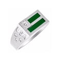 thumbnail image 2 of RYLOS Men's Rings Sterling Silver USA Flag Designer Ring With Diamonds and Green Quartz Rings For Men Size 11, 2 of 5