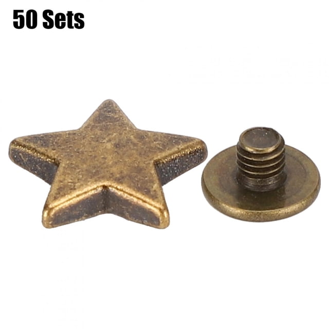 Garosa Star Shape Rivet,50 Sets Star Shape Rivet 12MM Flat + Screw Clothes Accessory Anti‑Corrosion Zinc Alloy,Belt Rivet