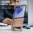 thumbnail image 3 of Magnetic for Samsung Galaxy Z Flip 7 PU Leather Case, Compatible with Magsafe, Built-in Invisible Stand, Premium Ultra Slim Adjustable Kickstand Protective Phone Case for Galaxy Z Flip 7, Rosegold, 3 of 9