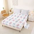 thumbnail image 2 of Erosebridal Princess Bowknot Queen Sheet Sets for Girls, Blue Pink Flower Bed Set, 4 Pieces, 2 of 5