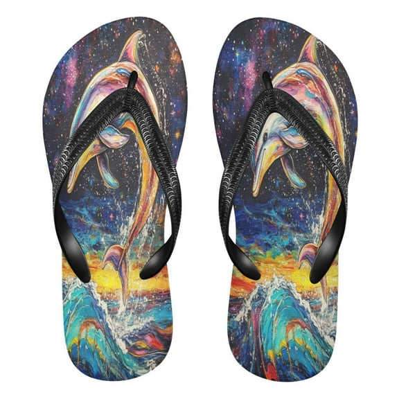 YAZAOOSummer Flip Flops Creatively Galactic Wave Rider Simple Beach Sandals