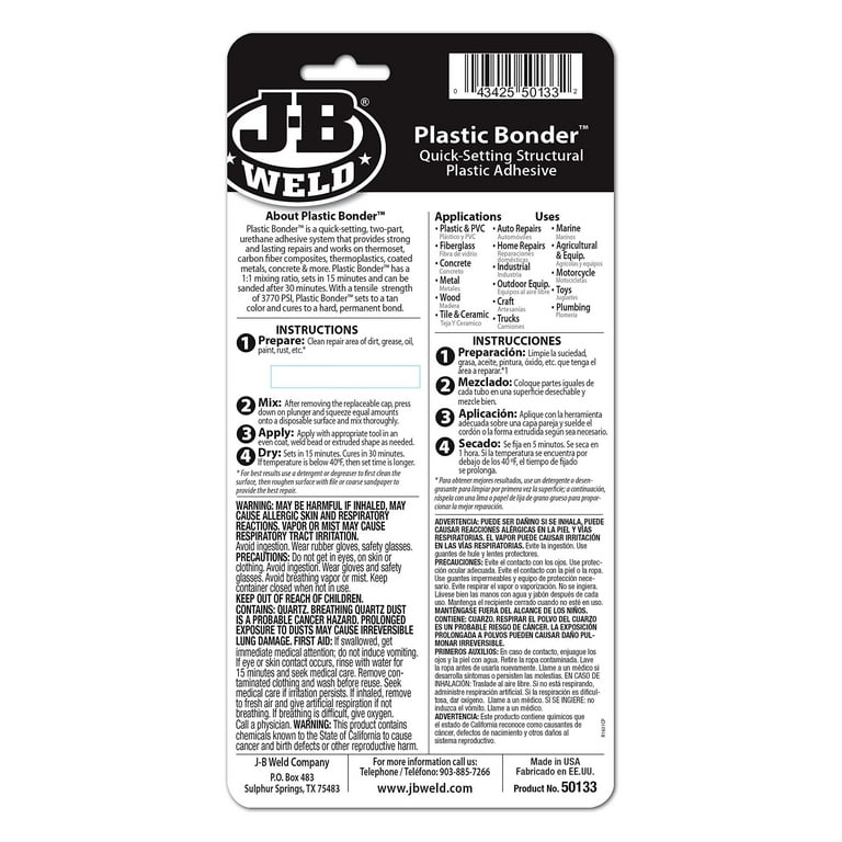 J-B Weld 50133 Quick Curing Plastic Bonder, 25 Ml. Epoxy