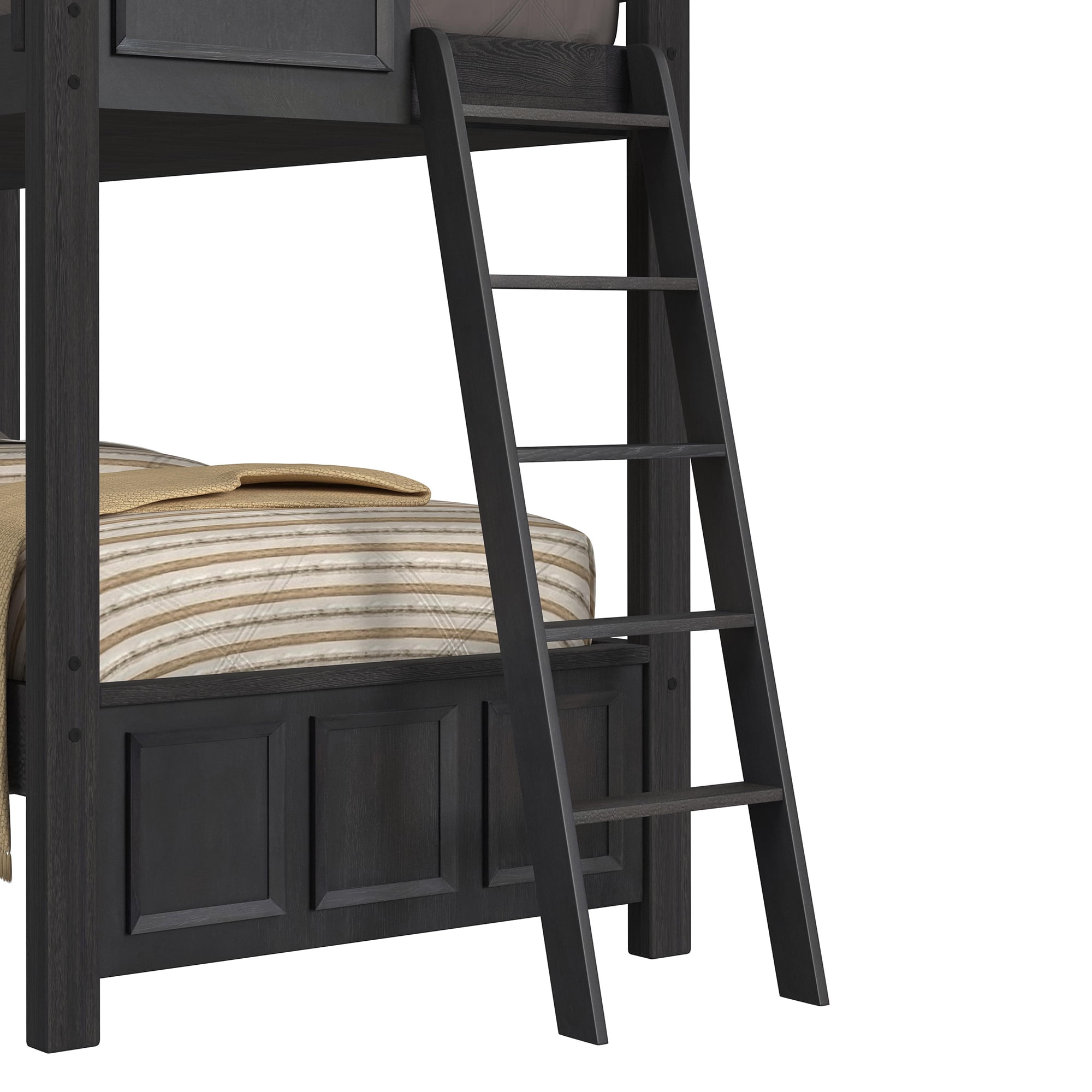 Brooklyn Kids Twin Over Twin Bunk with Ladder 3PC Bedroom Set in Charcoal