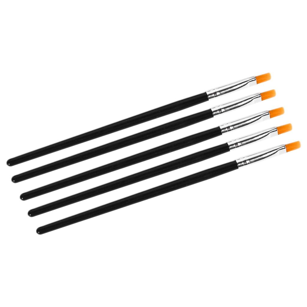 5X Flat Paint Brushes Set with Synthetic Hair, Handle, Small Brush Bulk