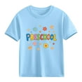 thumbnail image 2 of First Day of Preschool Shirt for Girls Blue Kids Kids Graphic Tee Back to School Top 100% Cotton T-Shirt,Size 3 T, 2 of 9