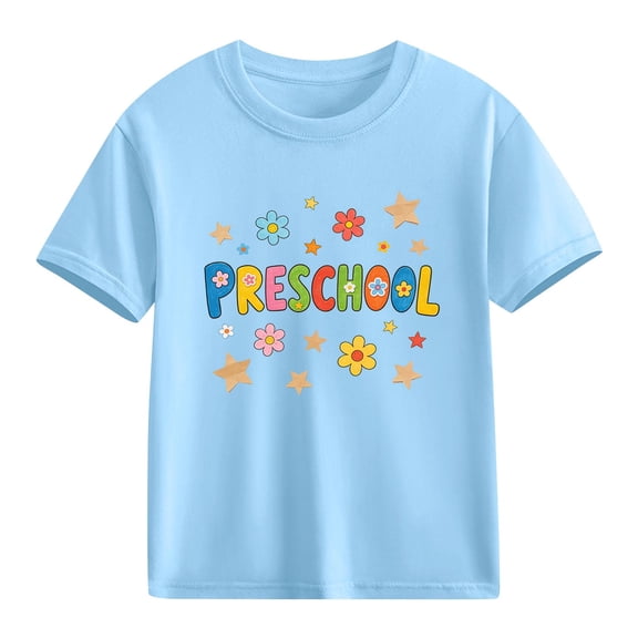Mceream School Shirt for Girls Boys First Day Of Preschool Shirt Back to School T Shirt Summer Short Sleeve School Uniform Shirts Tops Uniformes Escolares Para NiñAs 3-10 Years