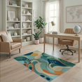 thumbnail image 2 of ODIKA 4'x6' Teal Serenity Waves Abstract Artistic Washable Area Rug Elegant Flowing Shapes with Nature-Inspired Motifs Stain Resistant, Low Pile, Easy Care for Dorm Room, Small Living, 2 of 7