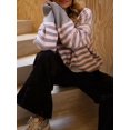 thumbnail image 5 of Women's Oversized Crew Neck Sweater Long Sleeve Knit Pullover Cozy Fall Tops Casual Loose Knitwear Pink M, 5 of 7