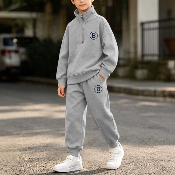 Xdegoge Tween Boys Clothes 2 Piece Outfits Long Sleeve Half Zip Pullover Sweatshirt and Athletic Jogger Sweatpants Set with Pockets Fall Winter Casual Sports Sets