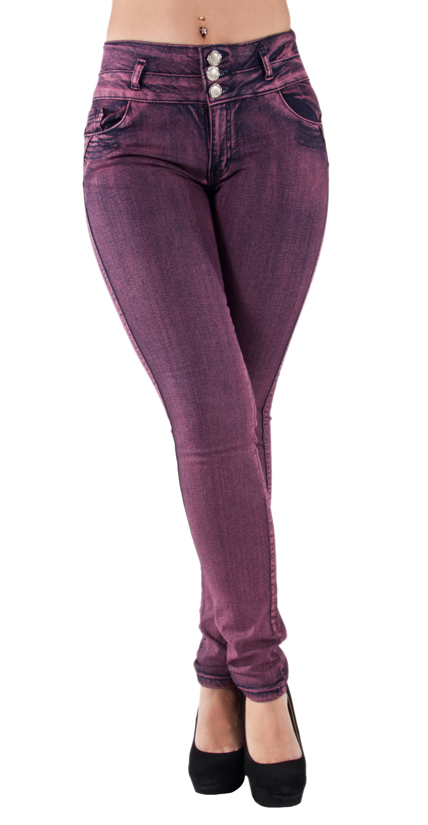 Fashion2Love Plus/Junior Size Butt Lift Levanta Cola Skinny Pink Denim Women Jeans - image 5 of 9