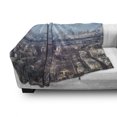 thumbnail image 2 of Eiffel Tower Soft Flannel Fleece Blanket, Aerial View of Eiffel Tower Clear Day Boulevard Busy Town Park Skyscrape, Cozy Plush for Indoor and Outdoor Use, 60" x 80", Pale Blue Brown, by Ambesonne, 2 of 5
