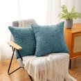 thumbnail image 2 of Deago Pack of 2 Decorative Throw Pillow Covers Soft Chenille Throw Pillows Solid Neutral Farmhouse Textured Cushion Covers for Couch Sofa Bedroom Living Room 18x18 Inch, Teal Blue, 2 of 8