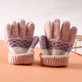 thumbnail image 2 of Ayyufe 1 Pair 3-8 Years Boys Girls Gloves Striped Full Finger Autumn Winter Thicken Warm Knitted Gloves for Student, 2 of 7