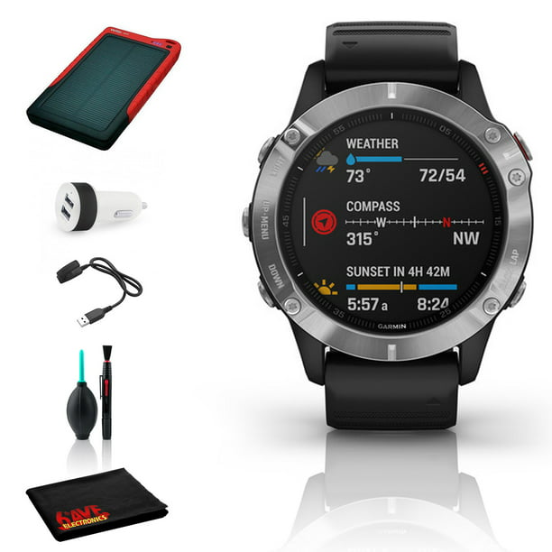 Garmin Fenix 6 Premium Multisport GPS Watch (Silver/Black Band) Kit, 2 - Walmart.com