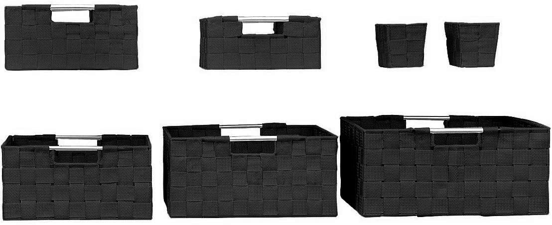 Sorbus Woven Fabric Storage Baskets, Handles, Set of 7