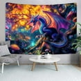 thumbnail image 5 of Blacklight Dragon Tapestry, Medieval Fantasy Animals Mushroom UV Reactive Tapestry for Bedroom Aesthetic, Trippy Nature Tree Tapestry Wall Hanging, Men Boys Poster Blanket College Dorm Decor, 71X60in, 5 of 5