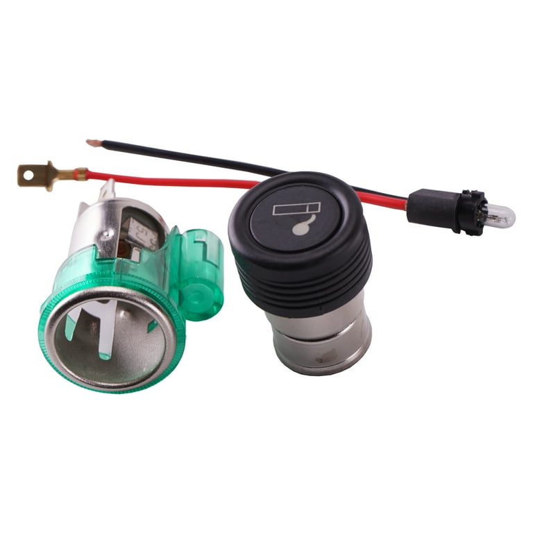 FARBIN Cigarette Lighter 12V Green Light Car Push Button Cigarette Lighter Socket Replacement Plug Socket Assembly Set Universal