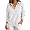 thumbnail image 2 of PRfgtbd Womens Henley Sweatshirts Half Button Collared Pullover Long Sleeve Drop Shoulder Sweatshirt Solid Color Plain Tops, 2 of 4