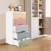 ChicHomey 5-Layer Storage Bin with Wheels,White Macaron Color, 5 Drawers with Anti-Slip Buckles,Multi-Functional Organizer for Clothes, Toys, Office Supplies