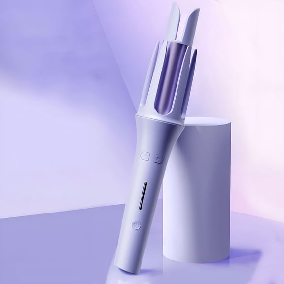 HIBIBUD Automatic Ceramic Curling Iron, Anti-Tangle Auto Rotating Curling Wand with 4 Temperature Settings, Rotating Negative Ion Curling Iron, 30 Minutes Auto Shut Off Hair Curler (Purple)