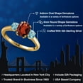 thumbnail image 2 of Gem Stone King 2.50 Ct Oval Red Garnet Blue Zircon 18K Yellow Gold Plated Silver Ring, 2 of 6