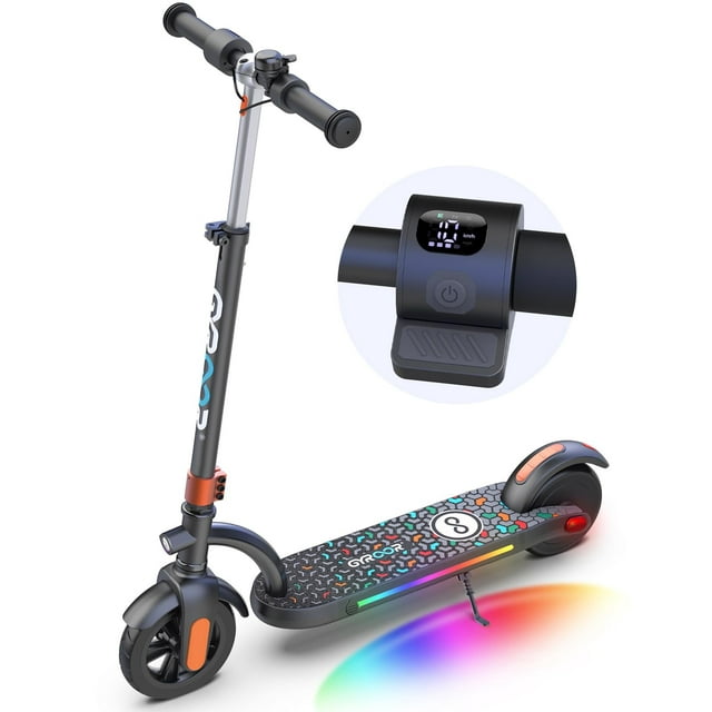 MIHOVER Trottinette Électrique pour Enfants, Moteur 180W Vitesse 10mph Trottinette Électrique avec Guidon Ajustable et Lumières LED