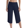 thumbnail image 6 of VBVC Women's High Waisted Split Hem Capri Pants,Stretchy Wide Leg Yoga Bottoms For Women,Ladies Tummy Control Cropped Trousers with Pockets,Navy,S-2XL, 6 of 6