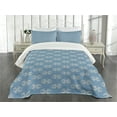 thumbnail image 3 of Ambesonne Geometric Quilted Bedspread Set 3 Pcs, Circular Floral Shape, King Size, Slate Blue Tan, 3 of 5