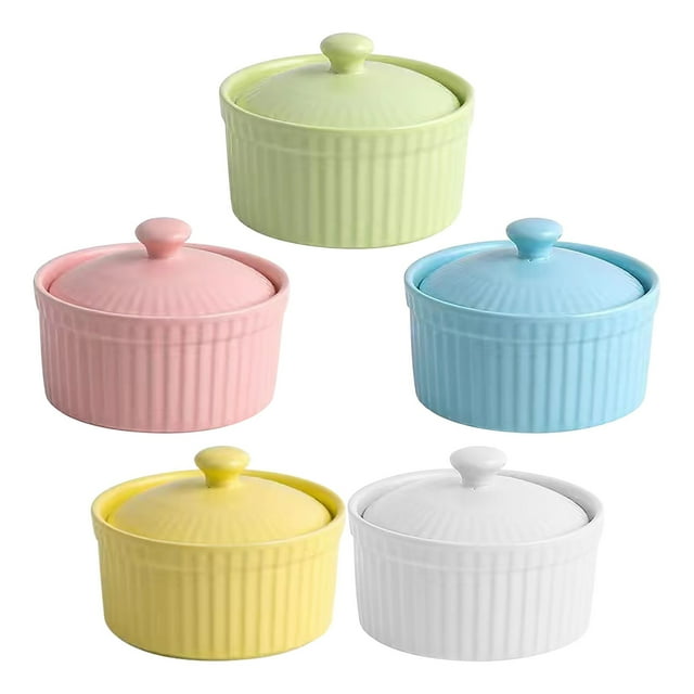 Ceramic Ramekins Set For Baking Custard Creme Brulee Desserts And Kitchen Tableware Bakeware 5PCS