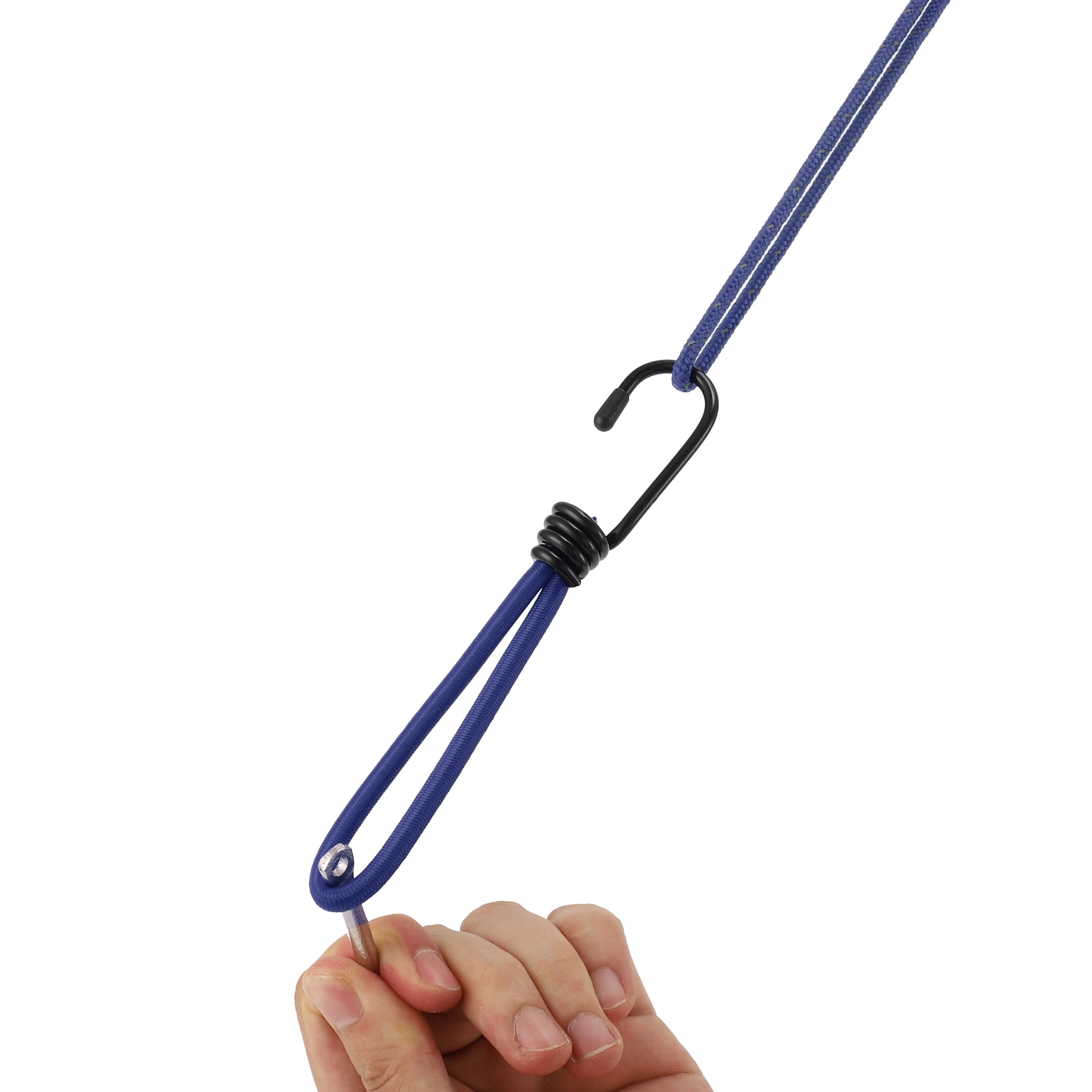 Unique Bargains 4Pcs Elastic Cord Ties with Metal Hooks Blue