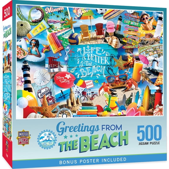 MasterPieces 500 Piece Jigsaw Puzzle - Greetings From the Beach - 15"x21"