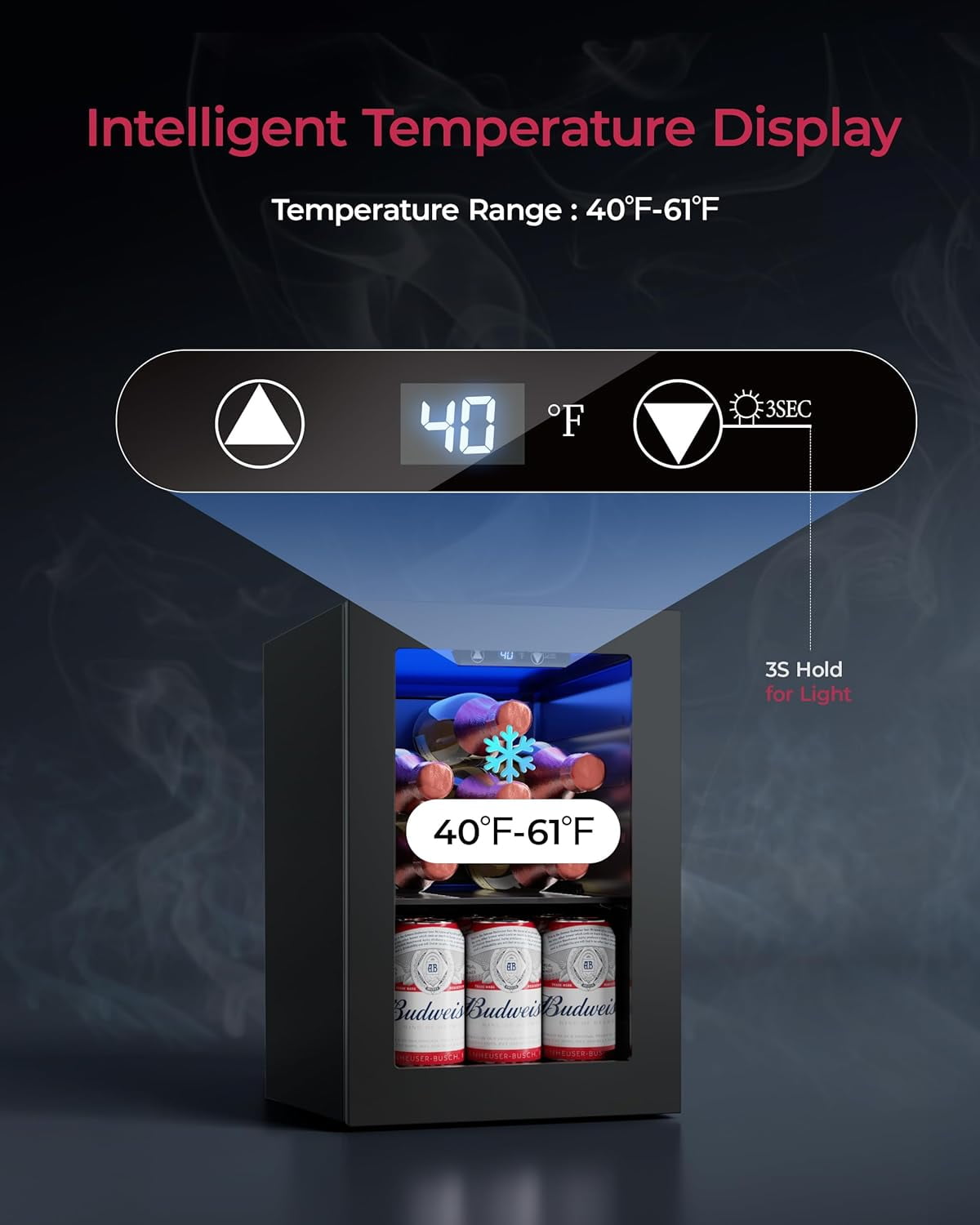 6 Bottles and 6 Cans Compact Beverage Refrigerator, Freestanding Mini Fridge with Temperature Control for Beer Wine, Under Counter Small Refrigerator Adjustable Shelve for Home and Bar