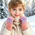 thumbnail image 6 of TKKCS Kids Gradient Knit Gloves Warm Elastic Ribbed Cuff Soft Stretchy Full Fingers Winter Gloves for Boys Girls Orange 3-8Years, 6 of 7