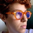 thumbnail image 3 of Retro Polygon Frame Eyeglasses Blue Light Blocking Glasses for Eye Strain Prevention Eyewear - C2, 3 of 5