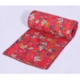 thumbnail image 3 of Red Floral Print Kantha Quilt King Quilt Inidan Bedspread Kantha Blanket Indian Quilt Cotton Quilt Twin Kantha Bed Cover Queen Quilt, 3 of 3