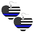 thumbnail image 6 of Heart Shaped Leather Earrings Police Thin Blue Line Flag Leather Earrings Jewelry Gifts For Women, 6 of 6