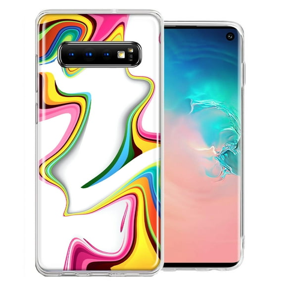 MUNDAZE For Samsung Galaxy S10 Plus Rainbow Abstract Design Double Layer Phone Case Cover