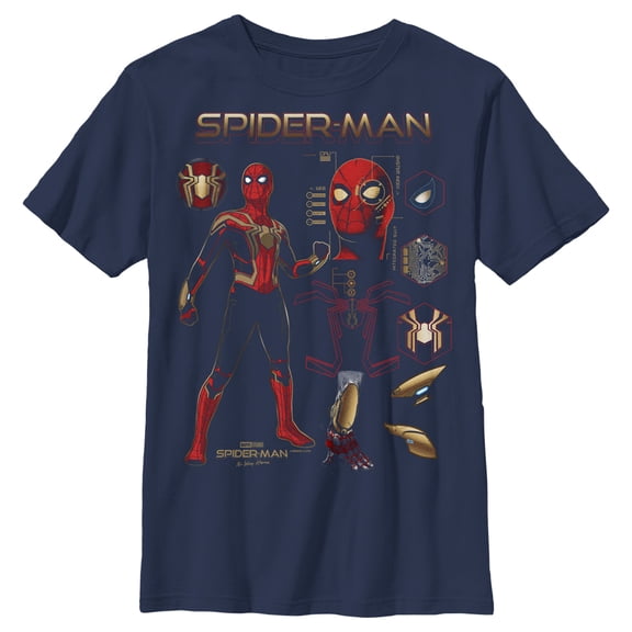 Boys' Husky Marvel Spider-Man: No Way Home Iron Suit Gear Graphic Tee Navy Blue Medium