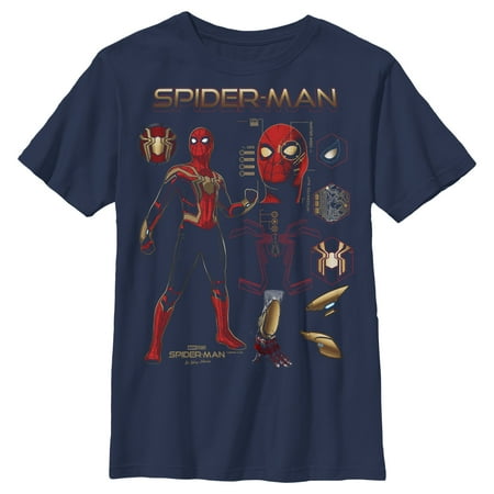 Boy s Marvel Spider-Man: No Way Home Iron Suit Gear Graphic Tee Navy Blue Small