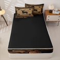 thumbnail image 4 of Castle Fairy Rustic Animal Deer Zipper Twin Comforter Sets with Fitted Sheet and 2 Pillowcases,Wildlife Bear Paw Zipper Bedding Set,Taupe Black Brown,Black Reversible,4-Piece, 4 of 6